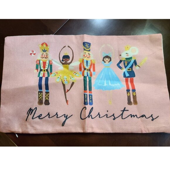 Nutcracker Christmas Pillow Cover Pink Decorative Case Accent Xmas Holiday Decor - Picture 3 of 16